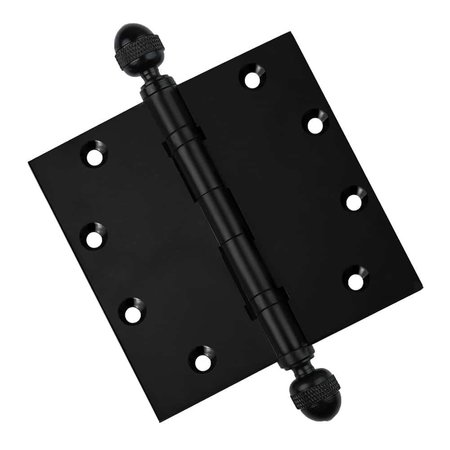 EMBASSY 5 x 5 Solid Brass Hinge, Flat Black Finish with Acorn Tips 5050BBUS19A-1